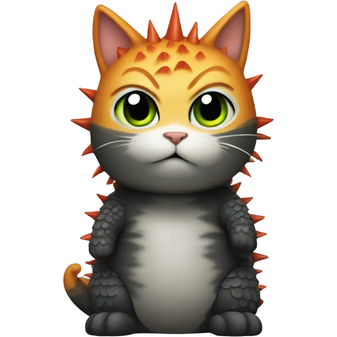 Cat wearing a Godzilla costume emoji