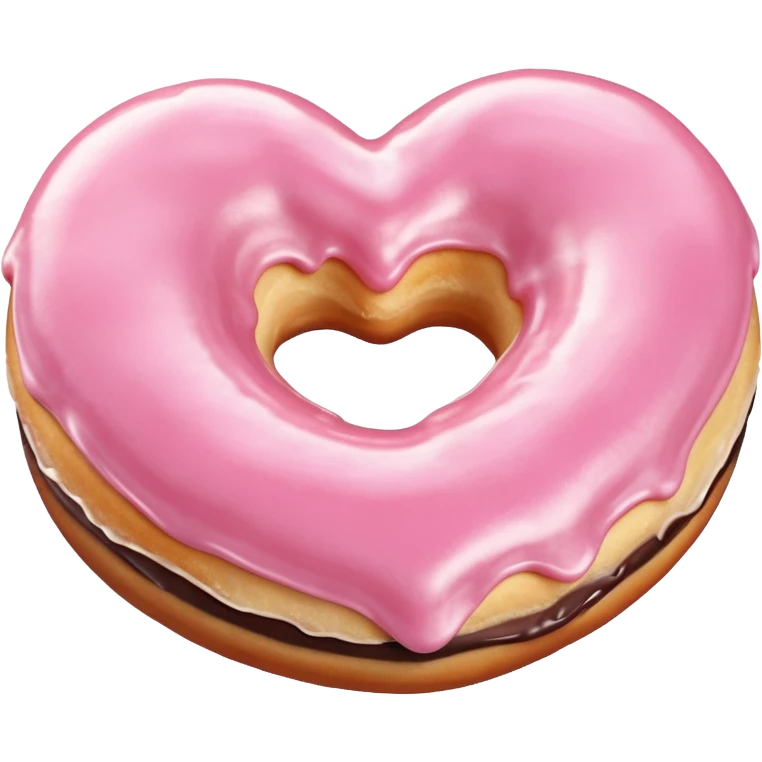 Realistic isolated heart shaped donut with pale pink frosting. emoji