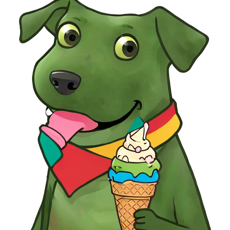 Dog eating a ice cream emoji