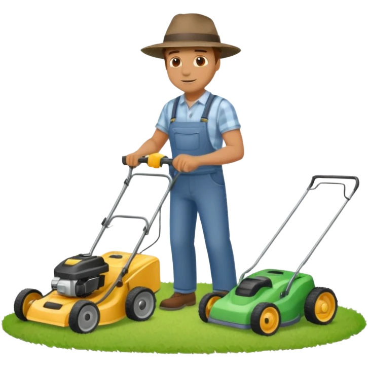 Homme tondant la pelouse emoji