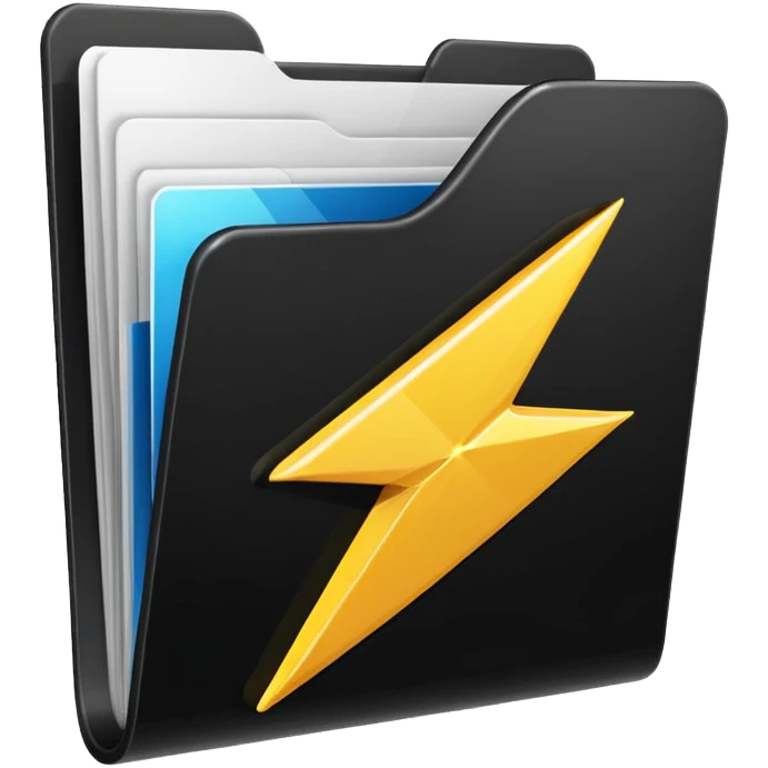 black folder flash file with a finances logo emoji