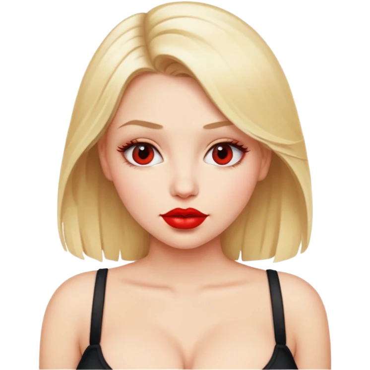 blond girl, red lips, huge tits emoji