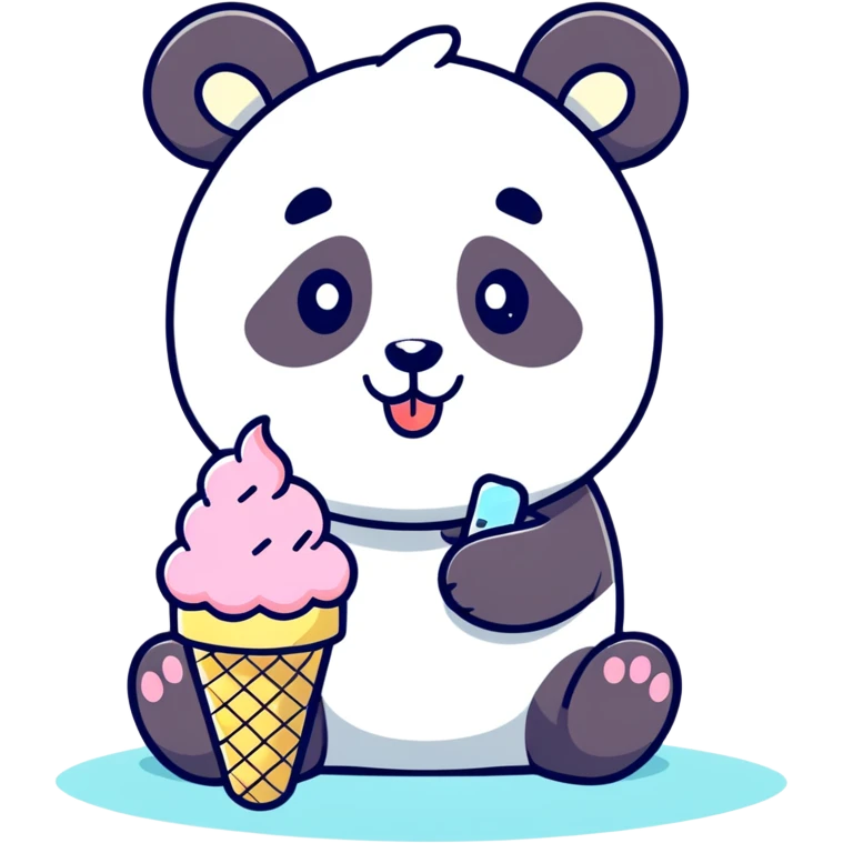 Panda eating ice creame emoji