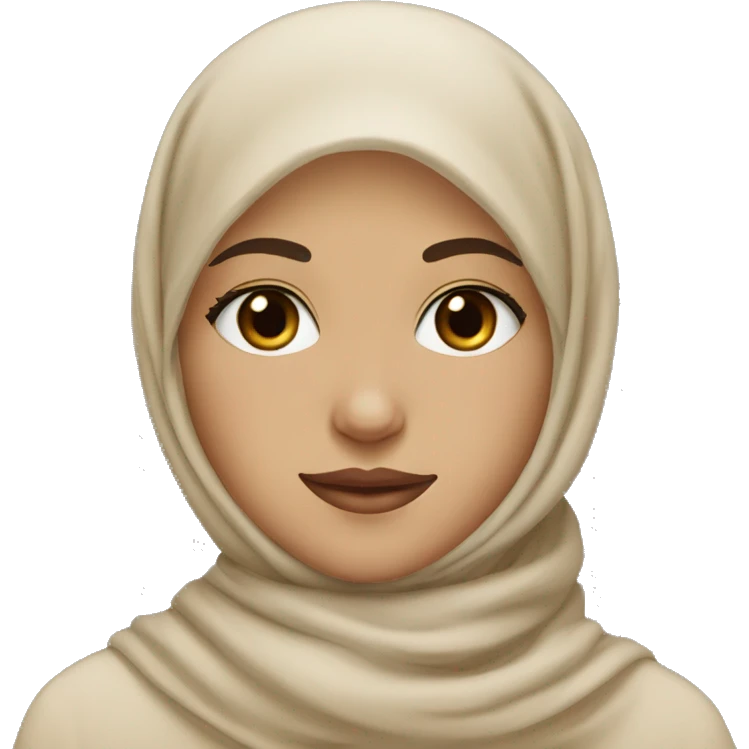 Light skinned Muslim Girl with black almond eyes and beige scarf  emoji