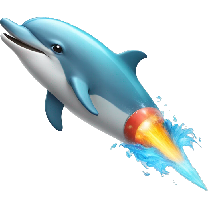 dolphin transforming into a rocket emoji