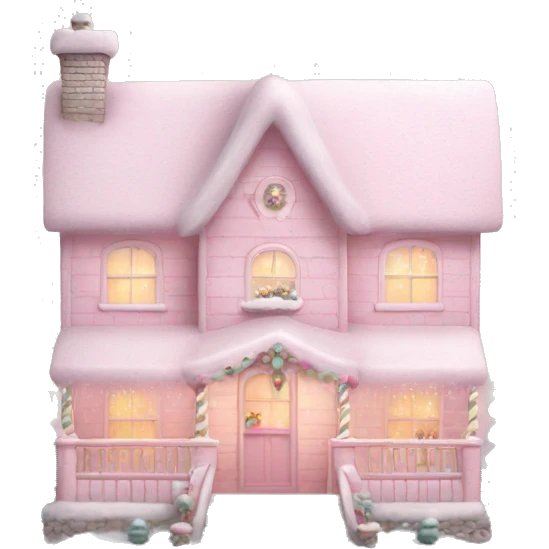 Pastel pink Christmas house HD emoji