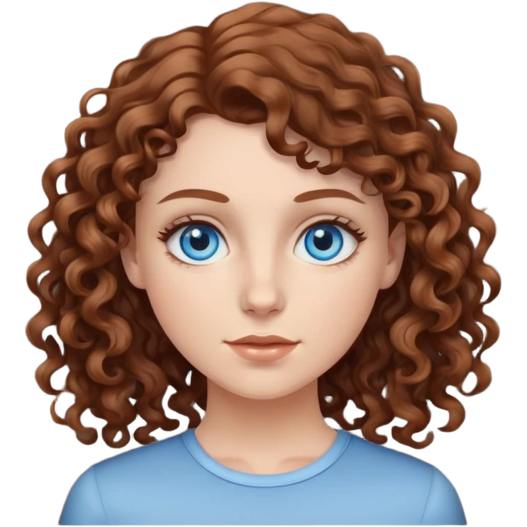 white girl with blue eyes and brown curly hair  emoji