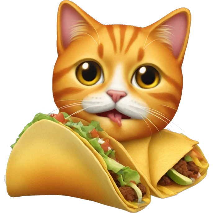 An orange cat eating a taco emoji