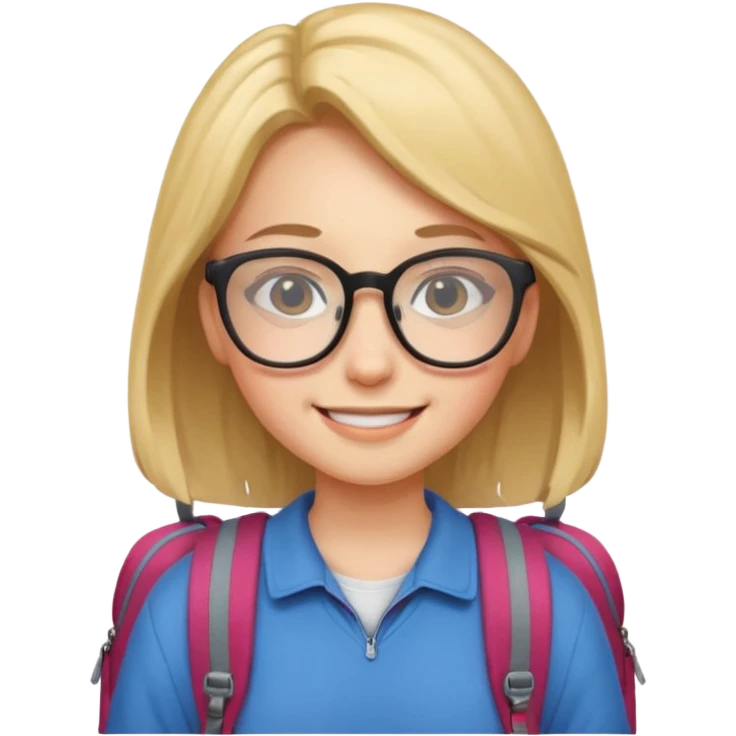 student girl wearing glasses with backpack emoji