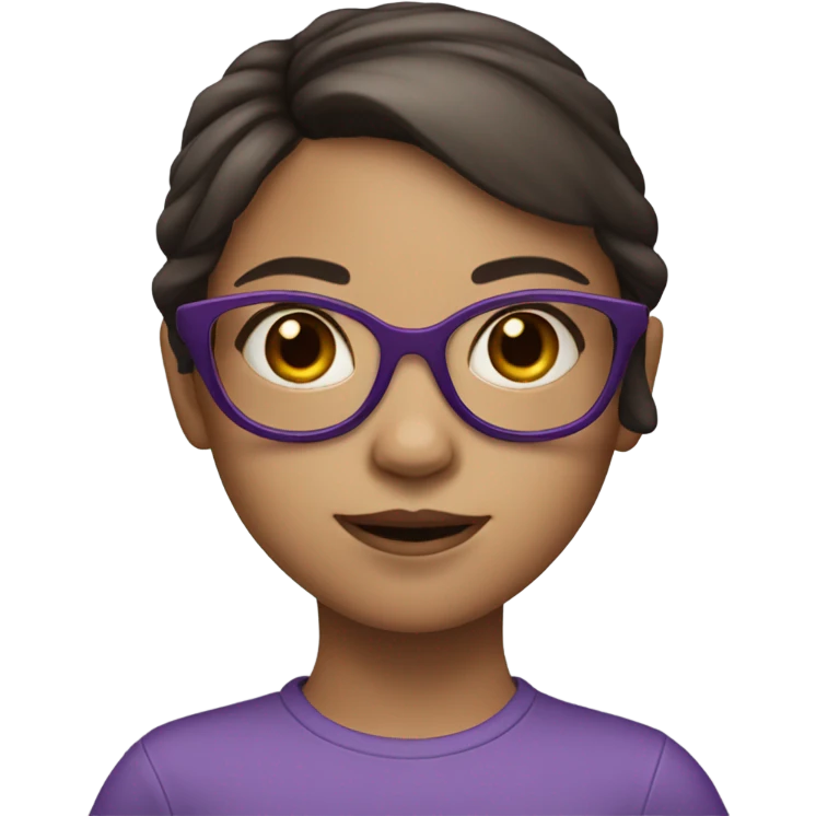 extra pale little girl in purple glasses and dark brown hair emoji