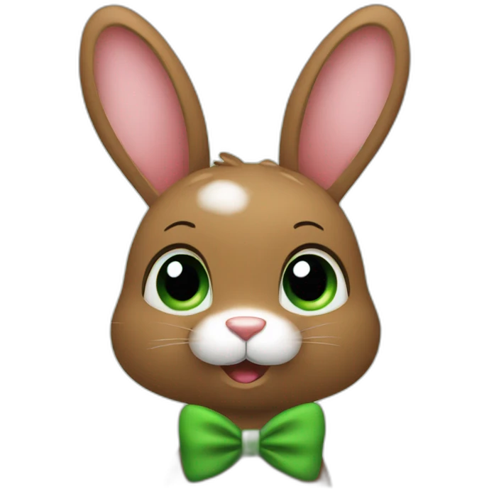 brown rabbit with green eyes and hearts emoji