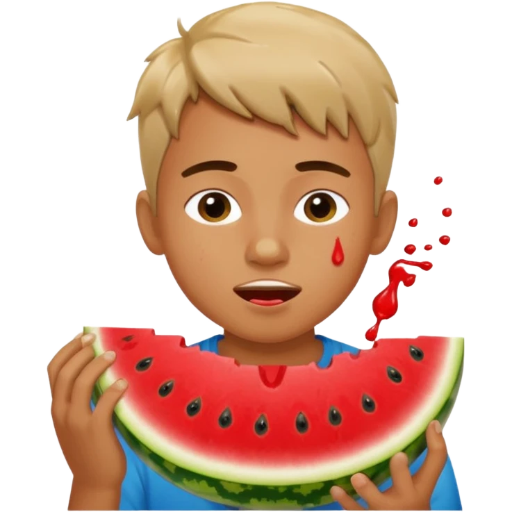 Boy eating watermelon  emoji