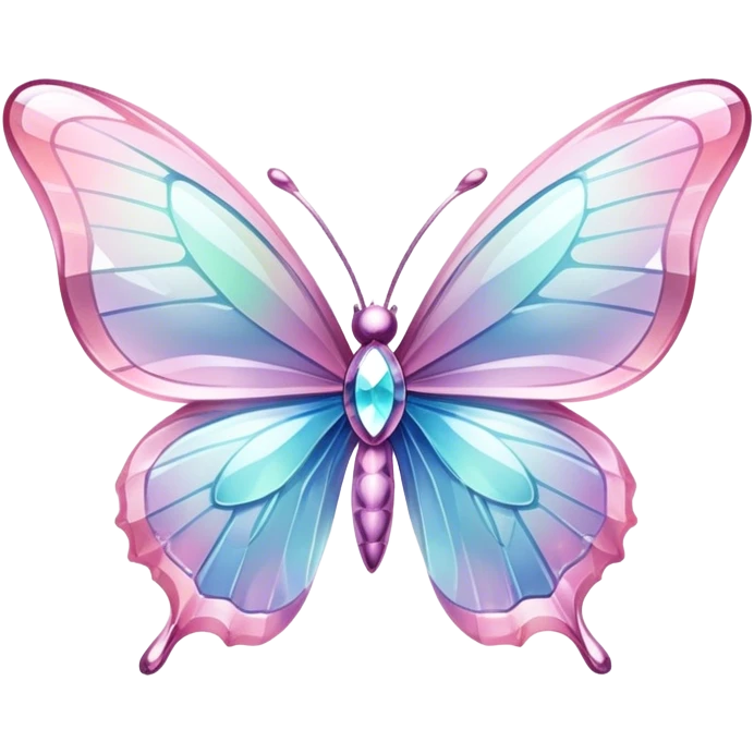 Shiny sparkly transparent pastel glass-crystal-butterfly emoji