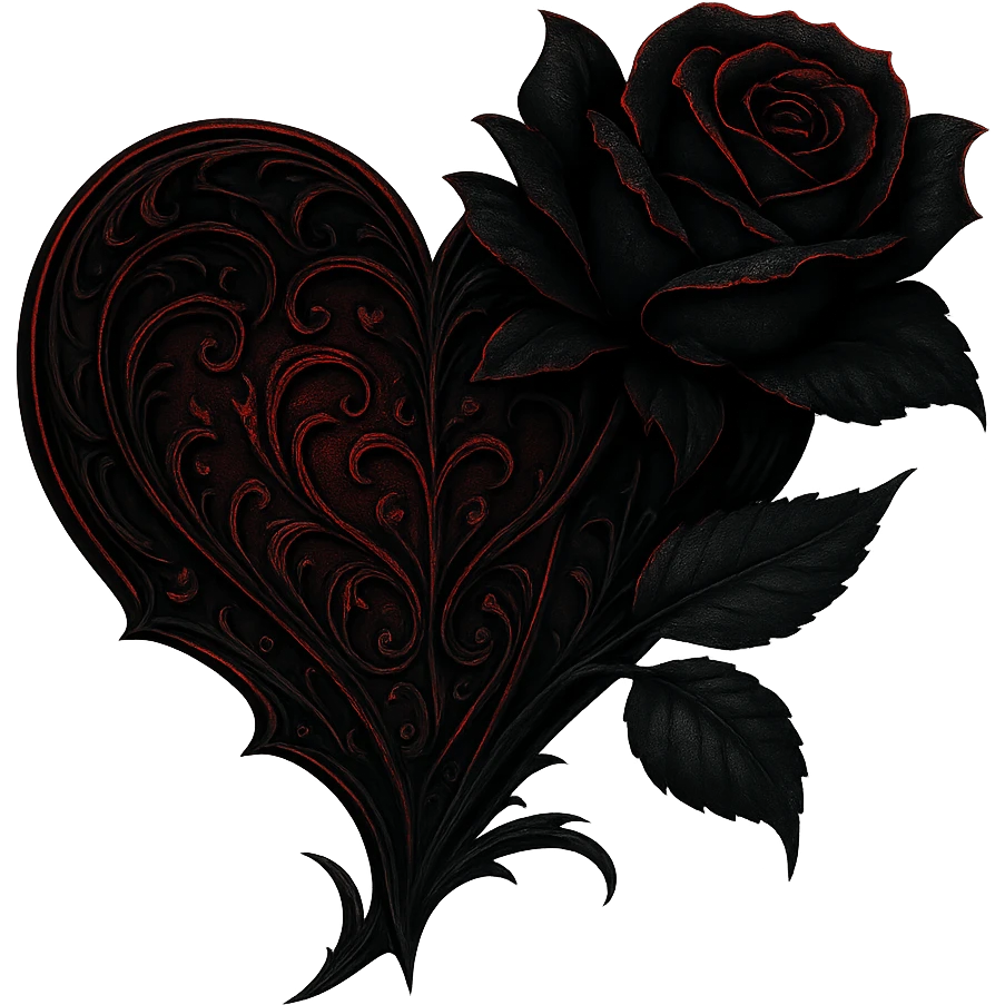 Remove the background from the image, keep the heart gothic and detailed, maintain a transparent background. emoji