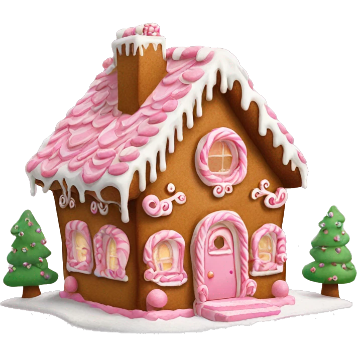 Pink detailed gingerbread house emoji