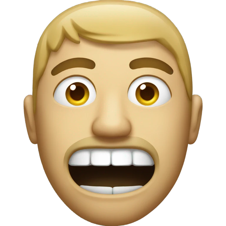  Man with mouth open, glue on face emoji