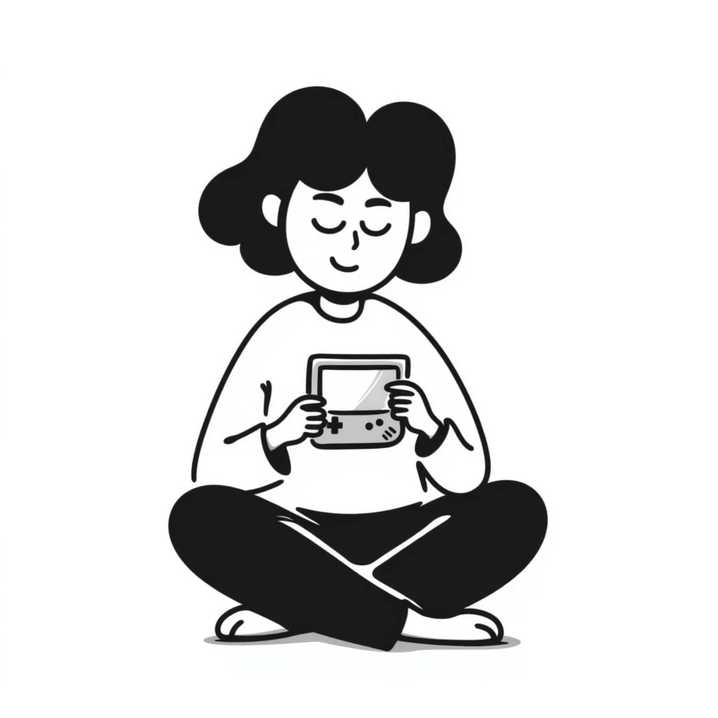 A person plays with the gameboy emoji