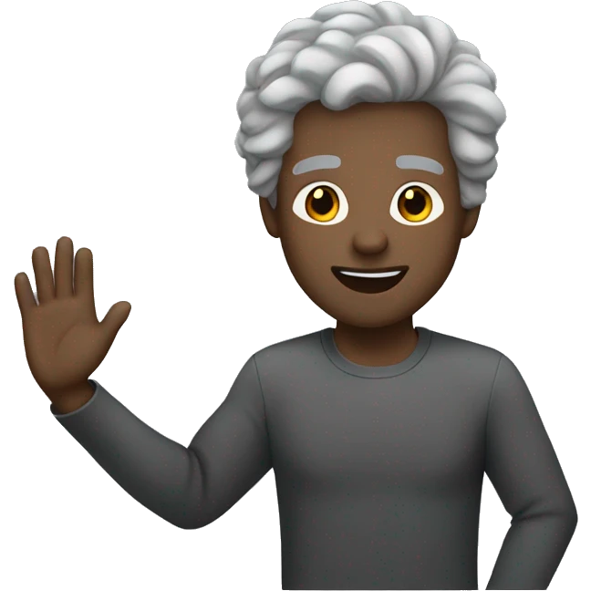 black man grey hair arms raised high emoji