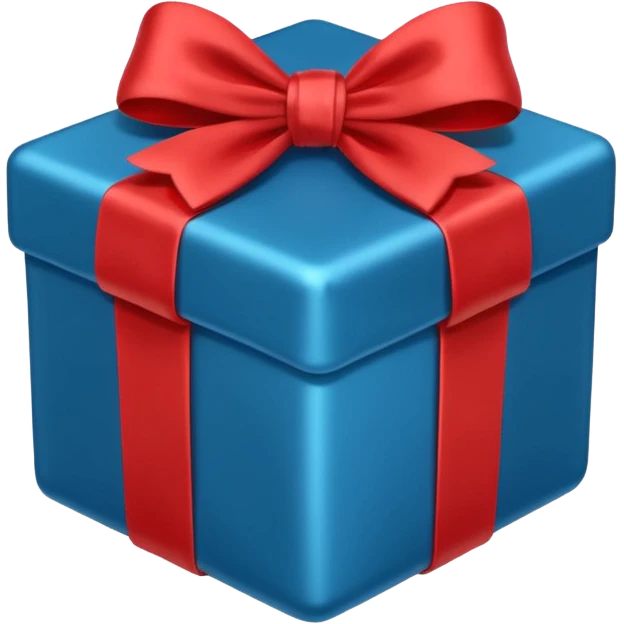 blue box with a red bow emoji