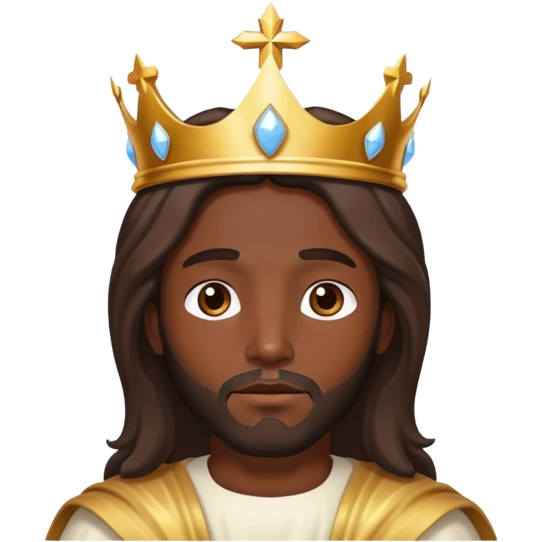 Dark skin christ Jesus with a heavenly crown emoji