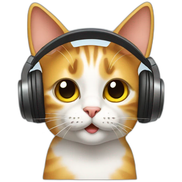 Cat listen music emoji