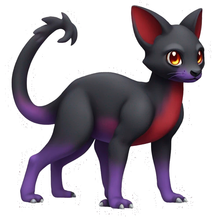 Cute cool dark black red purple animal hybrid Fakemon full body emoji