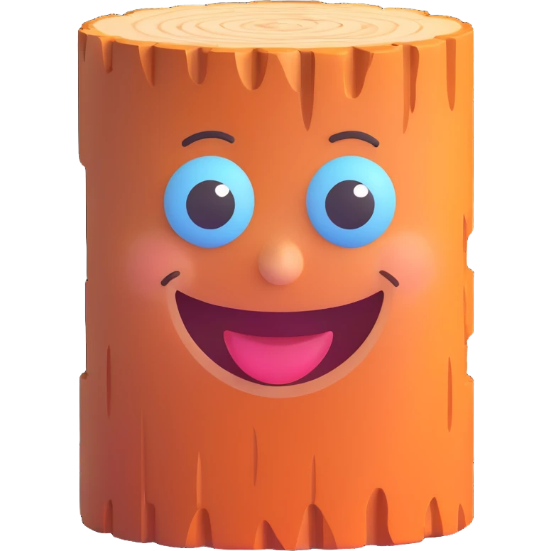 3D emoji style log with a smiling face emoji