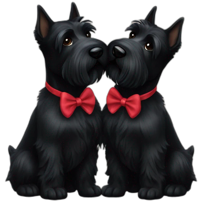Two black Scottish terrier kissing emoji