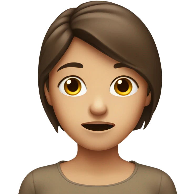 girl with brown hamaking disgusted face emoji