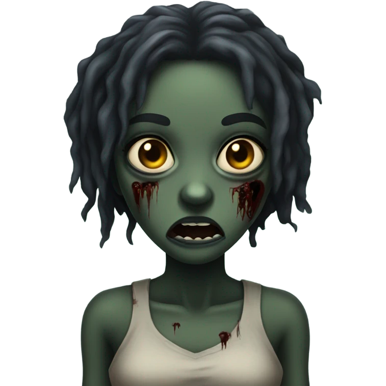 Ebony zombie girl in horror zombie  emoji