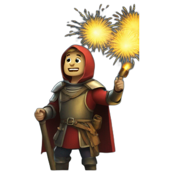 medieval Pyrotechnician seeing some fireworks go off emoji