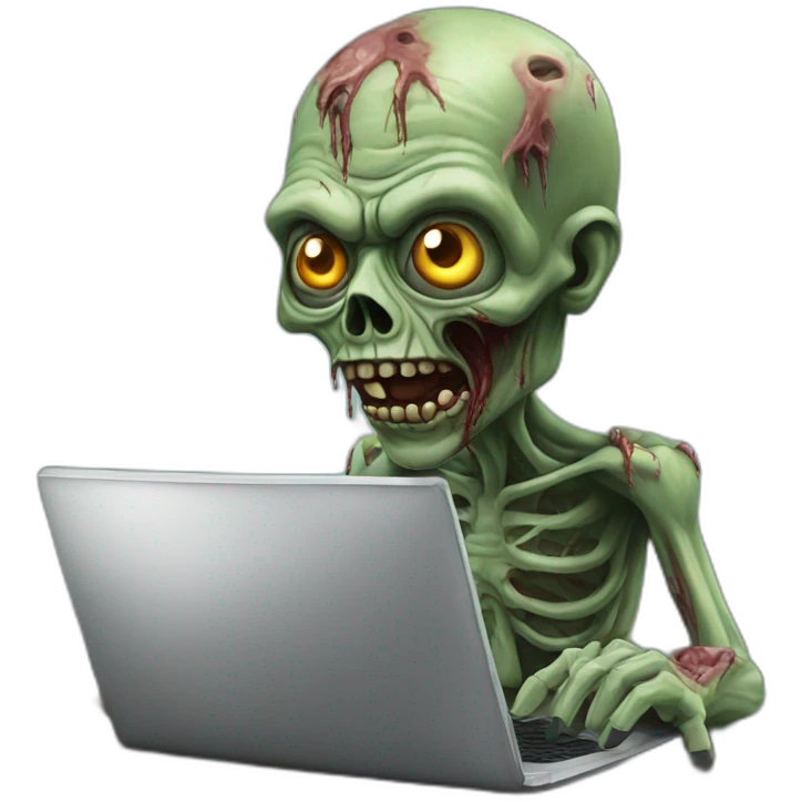 zombie coding on a laptop hyperrealistic emoji