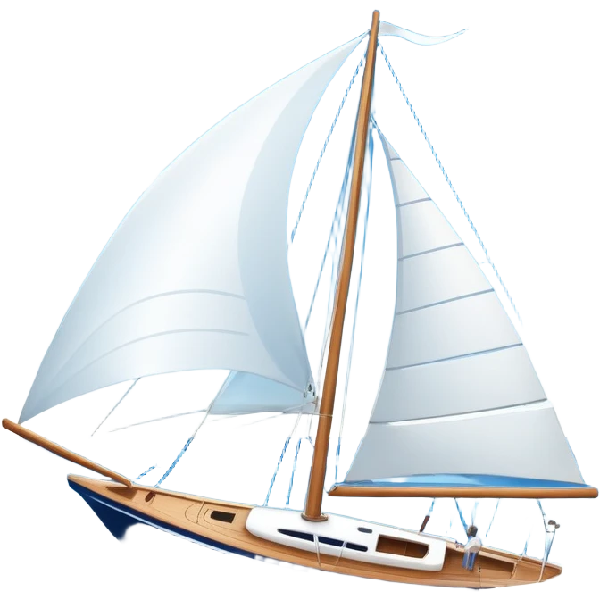 An icon featuring a sleek sailboat with billowing sails cutting through the waves. The design includes the boat's mast, a wind-filled sail, and water splashes, symbolizing the thrill and skill of sailing. Transparent background highlights the elegance and power of wind-driven sports. emoji