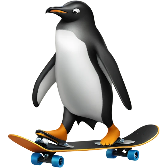 Penguin skate boarding emoji