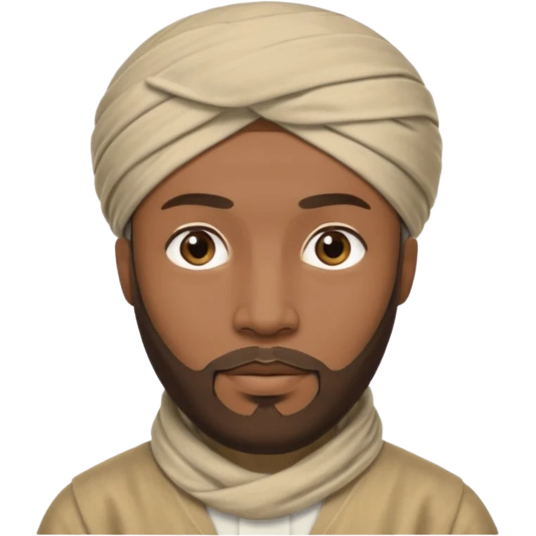 Black male, goatee beard, wearing a cloth-wrapped turban-style head covering emoji