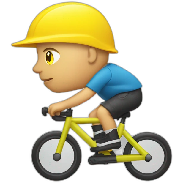 a bald white man with a yellow safety vest with a yellow bicycle helmet on a trotinette emoji