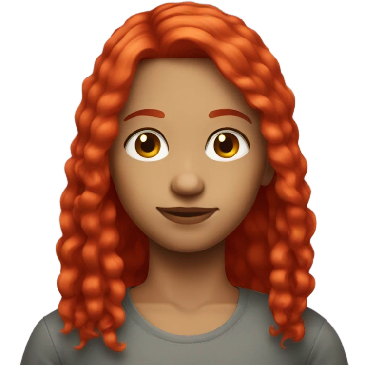  straight shoulder length bright red hair  emoji