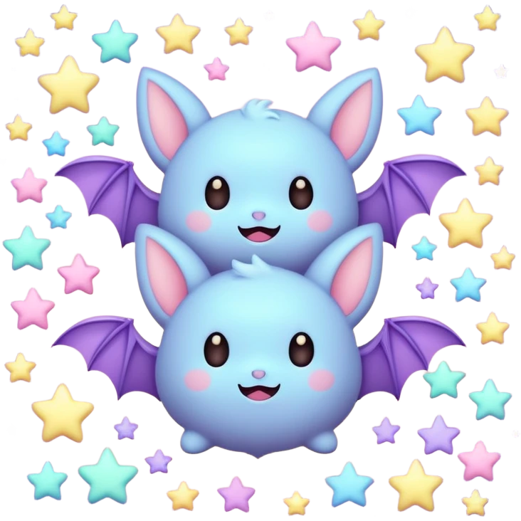 cute pastel bats and stars emoji