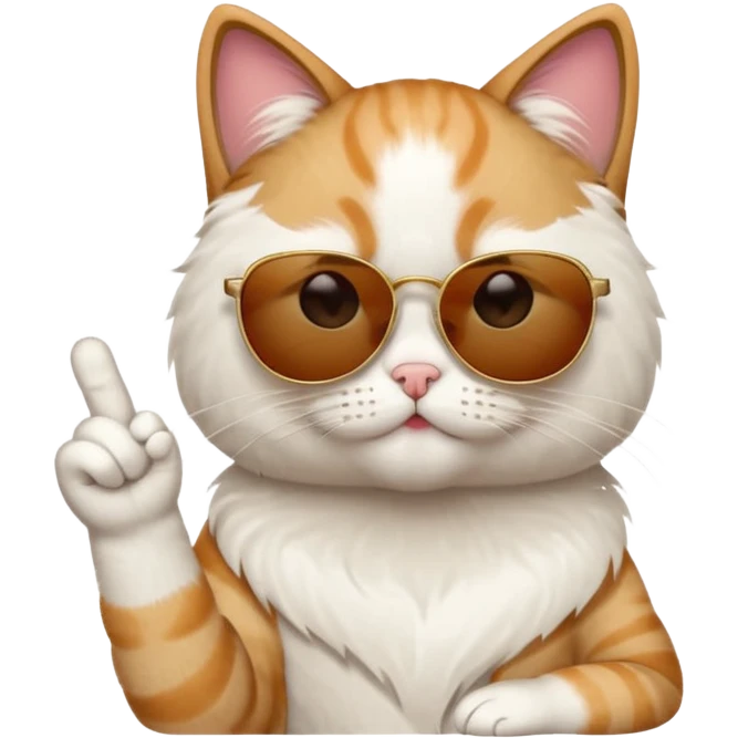 Cat with sunglasses and a middle finger emoji
