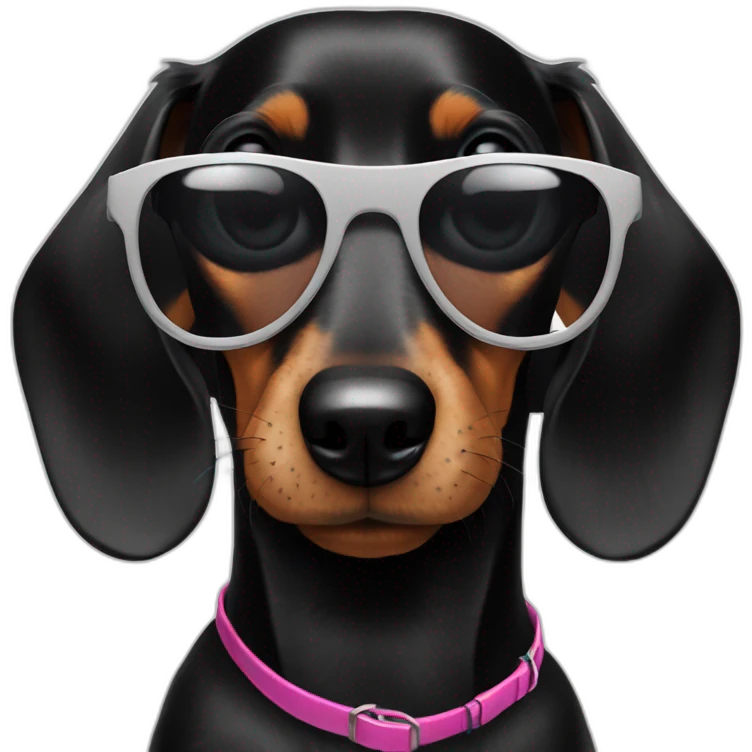 black dachshund in sunglasses head shot emoji