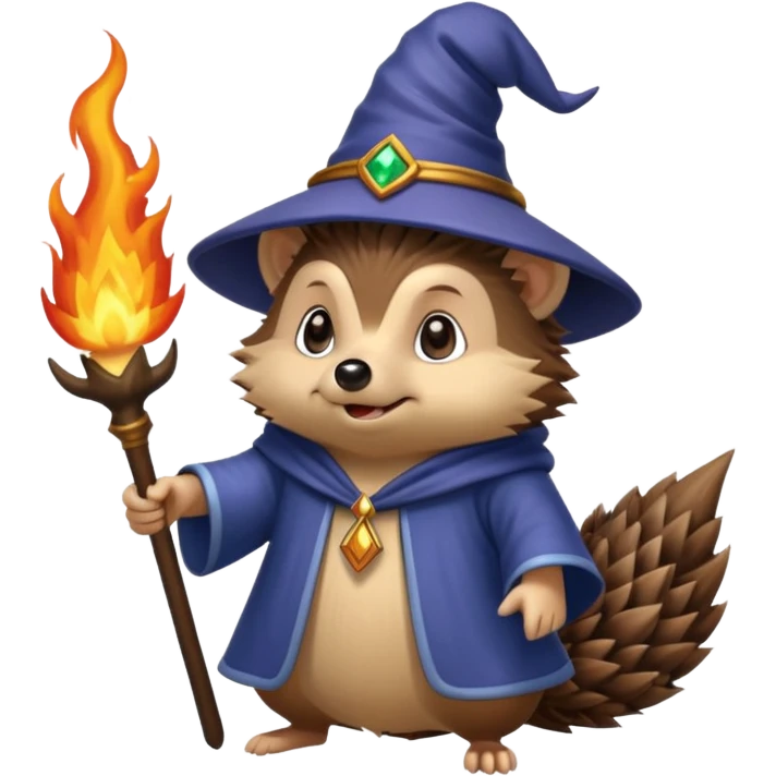 wizard hedgehog summoning fire emoji