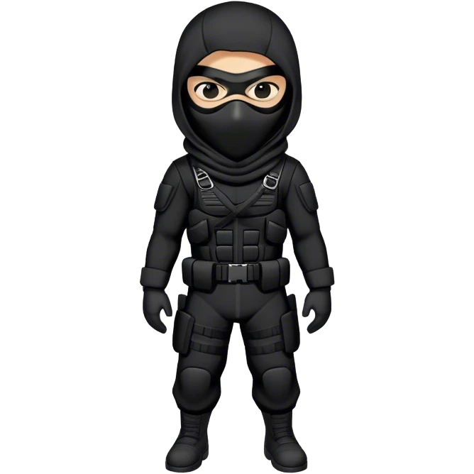 A masked assassin futuristic  in a black tactical suit emoji