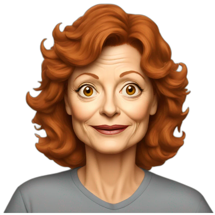 40 year old susan sarandon cartoon wearing tee emoji