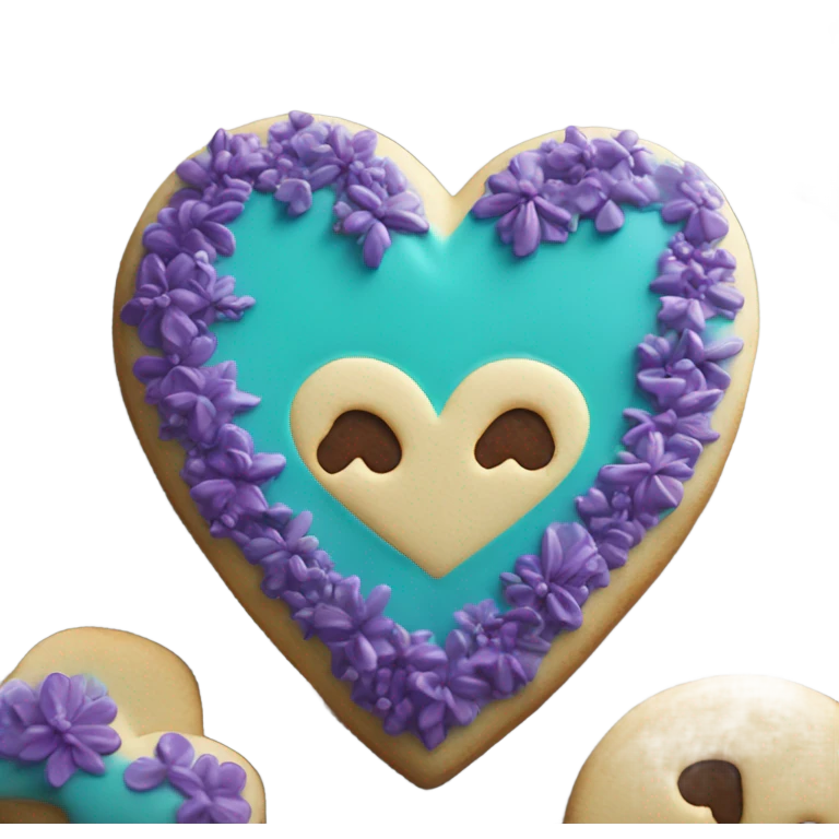 Teal purple Cookie heart with ohana emoji