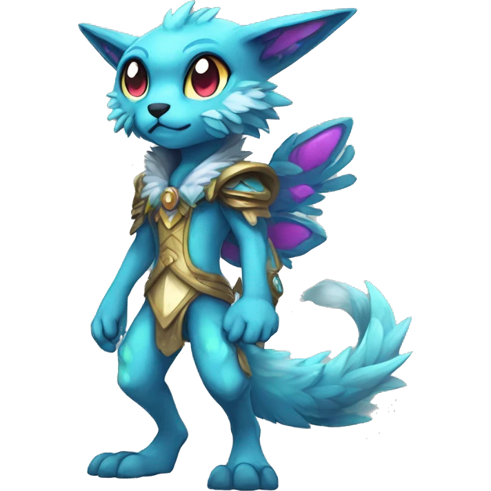 Anthro Sona Cool Edgy Legendary Colorful Shy Shiny Fakemon-Fantasy-Creature With Full Body Detailed High Quality emoji
