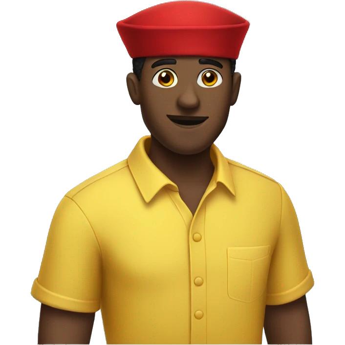 Black guy with a red Fez hat and a yellow shirt emoji