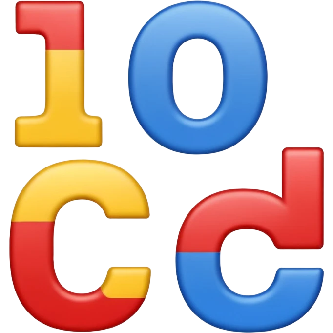 numbers 1, 2, 3 arranged in a row, each a different color red, blue, yellow, emoji style, transparent background emoji