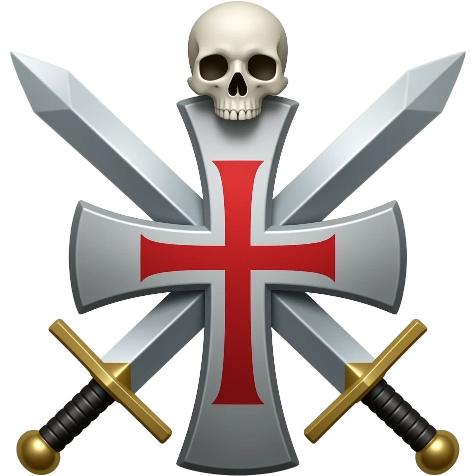 Templar cross with swords in middle and Skull emoji