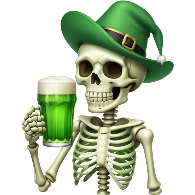 A skeleton celebrating St. Patrick’s Day emoji