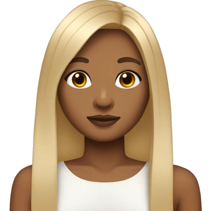 A tan girl with medium length hair and curtain bangs  emoji
